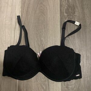Pink VS date plunge push up multi way bra black as shown